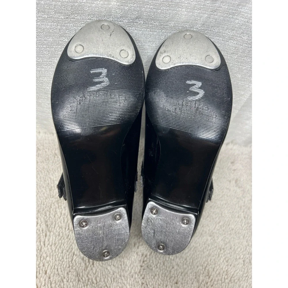 Girls Black Patent Leather Tap Shoes Buckle Spotlight Size 9.5‎